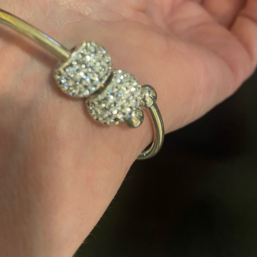 Solid Sterling Silver Ball-End Bangle & Sterling … - image 5